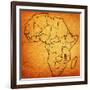 Malawi on Actual Map of Africa-michal812-Framed Art Print