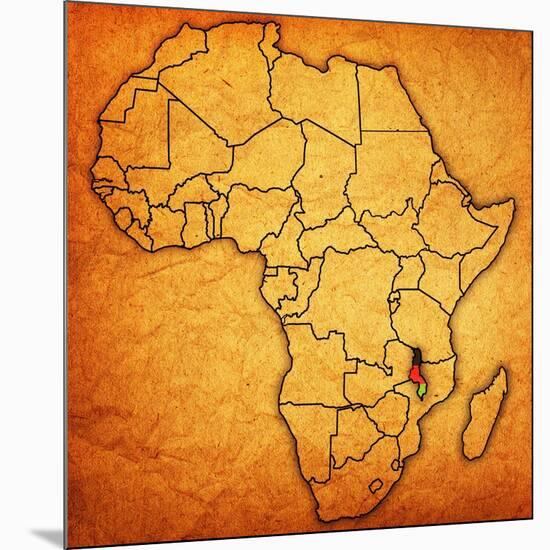 Malawi on Actual Map of Africa-michal812-Mounted Art Print