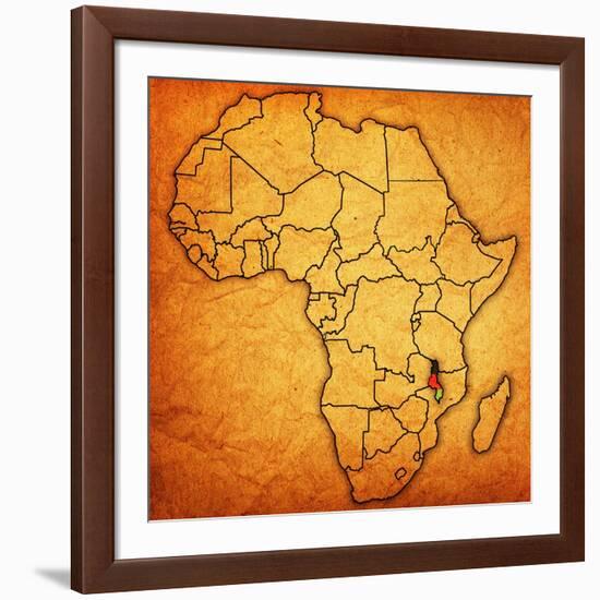 Malawi on Actual Map of Africa-michal812-Framed Art Print