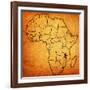 Malawi on Actual Map of Africa-michal812-Framed Art Print