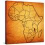 Malawi on Actual Map of Africa-michal812-Stretched Canvas