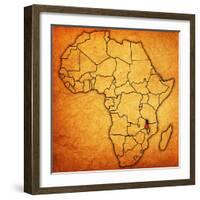 Malawi on Actual Map of Africa-michal812-Framed Art Print