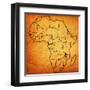 Malawi on Actual Map of Africa-michal812-Framed Art Print