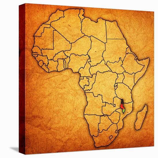 Malawi on Actual Map of Africa-michal812-Stretched Canvas