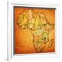 Malawi on Actual Map of Africa-michal812-Framed Art Print