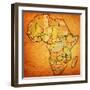 Malawi on Actual Map of Africa-michal812-Framed Art Print