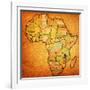 Malawi on Actual Map of Africa-michal812-Framed Art Print