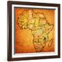 Malawi on Actual Map of Africa-michal812-Framed Art Print