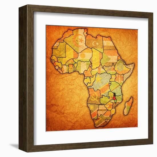 Malawi on Actual Map of Africa-michal812-Framed Art Print