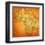 Malawi on Actual Map of Africa-michal812-Framed Art Print