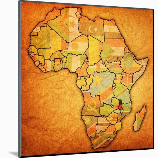 Malawi on Actual Map of Africa-michal812-Mounted Art Print