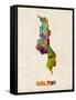 Malawi Watercolor Map-Michael Tompsett-Framed Stretched Canvas