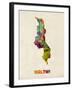 Malawi Watercolor Map-Michael Tompsett-Framed Art Print