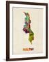 Malawi Watercolor Map-Michael Tompsett-Framed Art Print