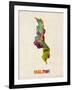 Malawi Watercolor Map-Michael Tompsett-Framed Art Print