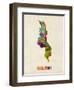 Malawi Watercolor Map-Michael Tompsett-Framed Art Print