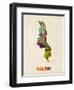 Malawi Watercolor Map-Michael Tompsett-Framed Art Print