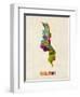 Malawi Watercolor Map-Michael Tompsett-Framed Art Print