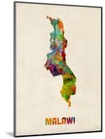 Malawi Watercolor Map-Michael Tompsett-Mounted Art Print