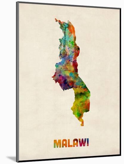 Malawi Watercolor Map-Michael Tompsett-Mounted Art Print