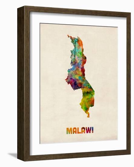 Malawi Watercolor Map-Michael Tompsett-Framed Art Print