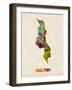 Malawi Watercolor Map-Michael Tompsett-Framed Art Print