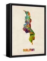 Malawi Watercolor Map-Michael Tompsett-Framed Stretched Canvas