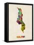 Malawi Watercolor Map-Michael Tompsett-Framed Stretched Canvas