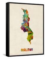 Malawi Watercolor Map-Michael Tompsett-Framed Stretched Canvas