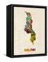 Malawi Watercolor Map-Michael Tompsett-Framed Stretched Canvas