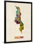 Malawi Watercolor Map-Michael Tompsett-Framed Art Print