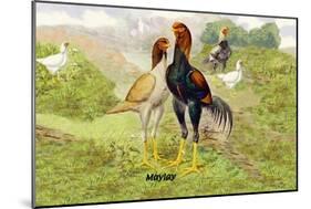 Malay Chickens-null-Mounted Art Print