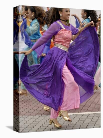 Malay Dancer Wearing Traditional Dress at Celebrations of Kuala Lumpur City Day Commemoration-Richard Nebesky-Stretched Canvas