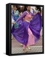 Malay Dancer Wearing Traditional Dress at Celebrations of Kuala Lumpur City Day Commemoration-Richard Nebesky-Framed Stretched Canvas