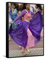 Malay Dancer Wearing Traditional Dress at Celebrations of Kuala Lumpur City Day Commemoration-Richard Nebesky-Framed Stretched Canvas