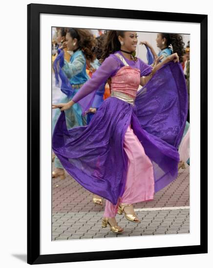 Malay Dancer Wearing Traditional Dress at Celebrations of Kuala Lumpur City Day Commemoration-Richard Nebesky-Framed Premium Photographic Print
