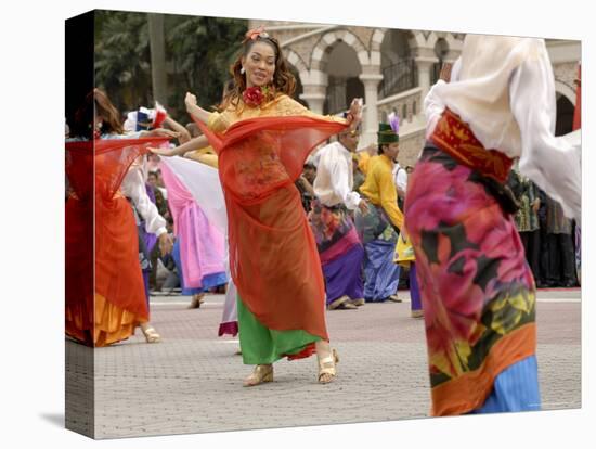 Malay Dancers Wearing Traditional Dress at Celebrations of Kuala Lumpur City Day Commemoration-Richard Nebesky-Stretched Canvas