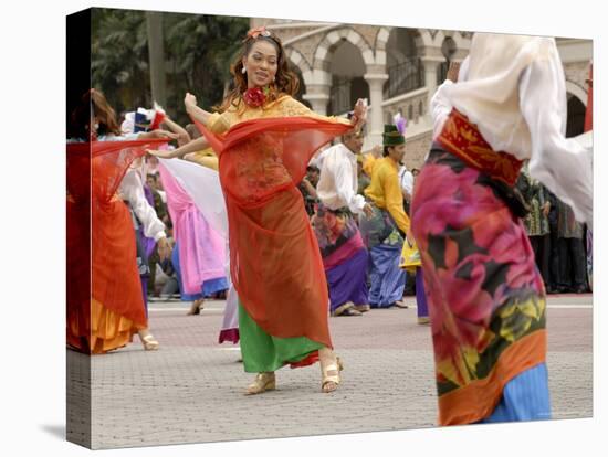 Malay Dancers Wearing Traditional Dress at Celebrations of Kuala Lumpur City Day Commemoration-Richard Nebesky-Stretched Canvas