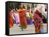 Malay Dancers Wearing Traditional Dress at Celebrations of Kuala Lumpur City Day Commemoration-Richard Nebesky-Framed Stretched Canvas