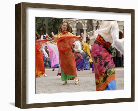 Malay Dancers Wearing Traditional Dress at Celebrations of Kuala Lumpur City Day Commemoration-Richard Nebesky-Framed Photographic Print