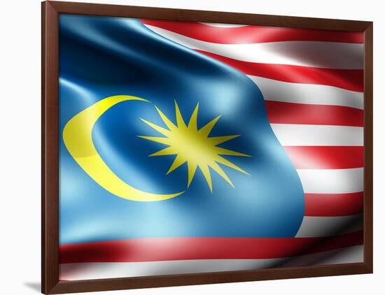 Malaysia Country Flag 3D Illustration-pling-Framed Art Print