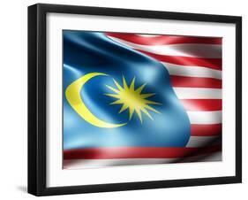 Malaysia Country Flag 3D Illustration-pling-Framed Art Print