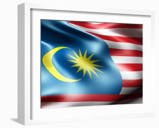 Malaysia Country Flag 3D Illustration-pling-Framed Art Print