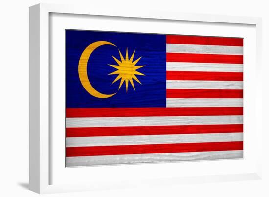 Malaysia Flag Design with Wood Patterning - Flags of the World Series-Philippe Hugonnard-Framed Premium Giclee Print