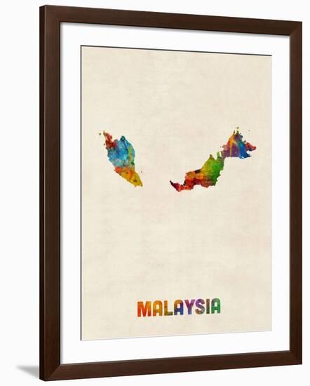 Malaysia Watercolor Map-Michael Tompsett-Framed Art Print