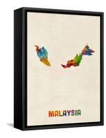 Malaysia Watercolor Map-Michael Tompsett-Framed Stretched Canvas