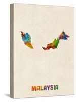 Malaysia Watercolor Map-Michael Tompsett-Stretched Canvas