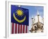 Malaysian Flag and Old Kl Railway Station, Kuala Lumpur, Malaysia, Southeast Asia, Asia-Christian Kober-Framed Photographic Print