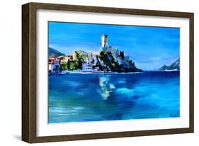 Malcesine with Castello Scaligero-Markus Bleichner-Framed Art Print