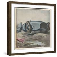 Malcolm Campbell Drives His Bluebird on Daytona Beach-Aldo Molinari-Framed Art Print